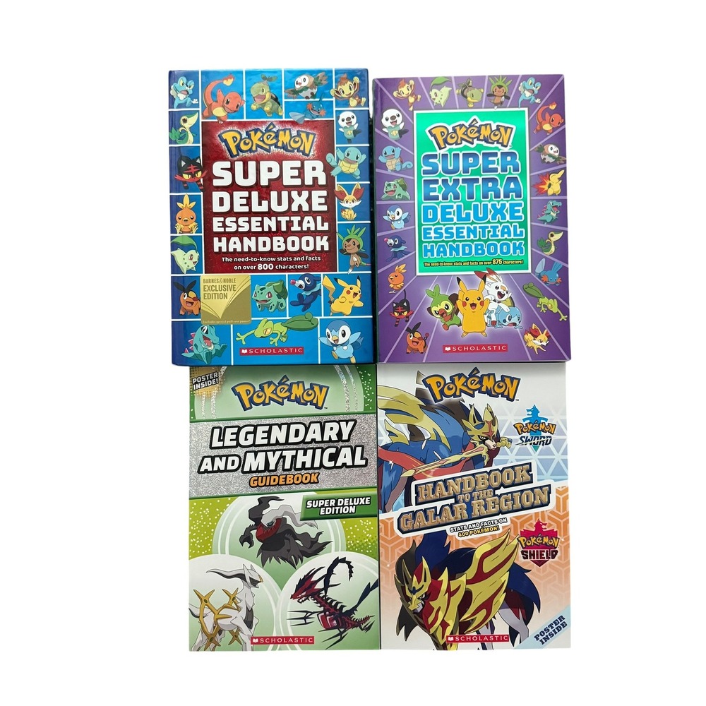 Pokemon Handbook Lot 4 Super Deluxe Essential Galar Legendary Mythical Guide